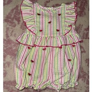 Good Lad Baby Girl Romper 6 Months Striped Watermelon Ruffle Seersucker